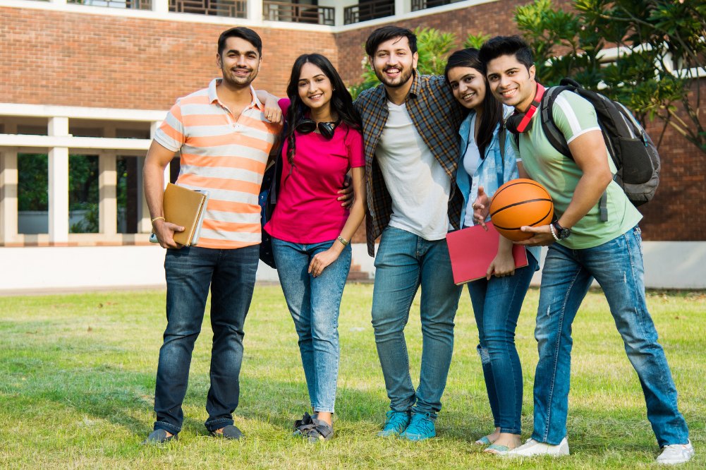 Cheerfully students studying in abroad universities